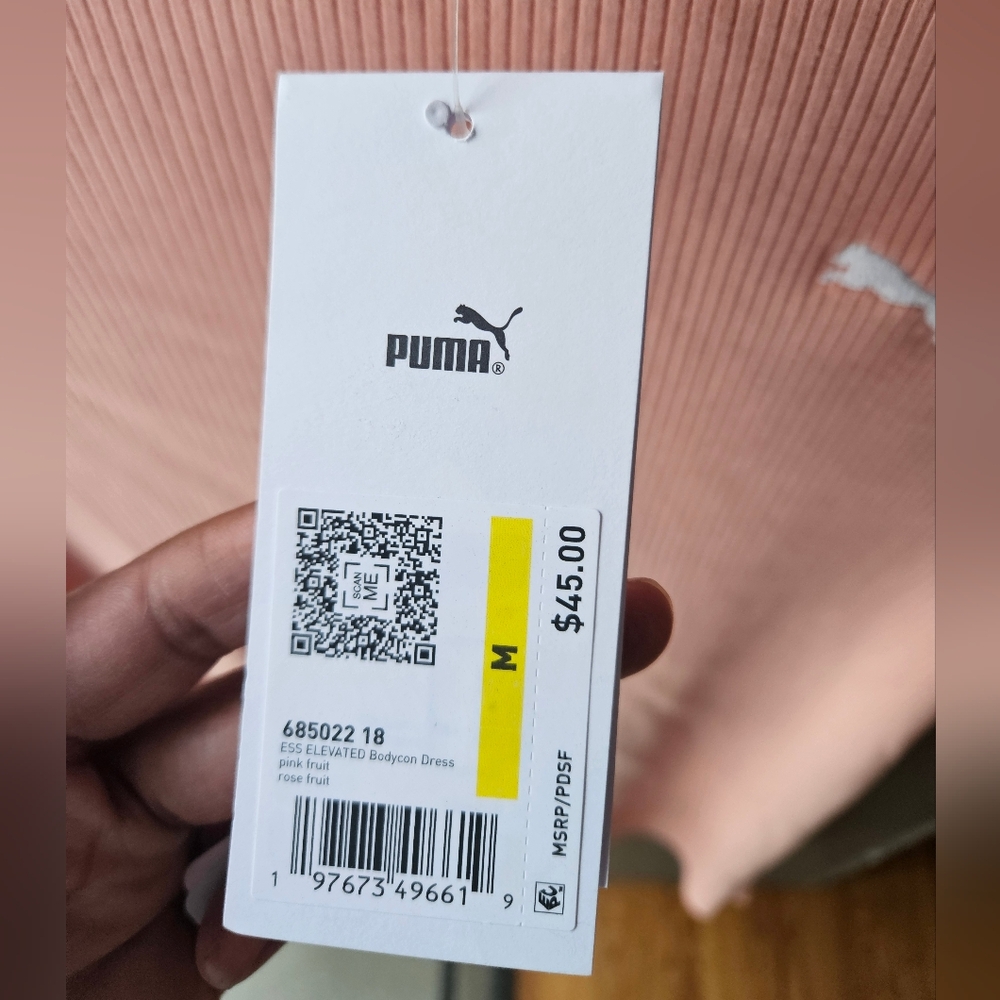 Puma Elevated Essentials Mini Pink Dress Women's Size M Bodycon Ribbed - Picture 7 of 7